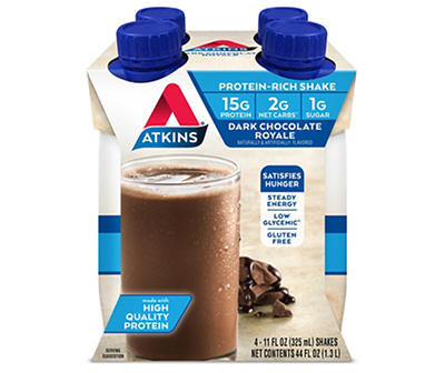 Atkins Dark Chocolate Royale Protein-Rich Nutrition Shake 4-11 fl. oz. Aseptic Packs