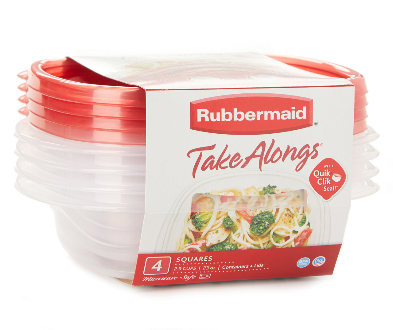Rubbermaid TakeAlongs 2.9 Cup Deep Square 4-Container Storage Set