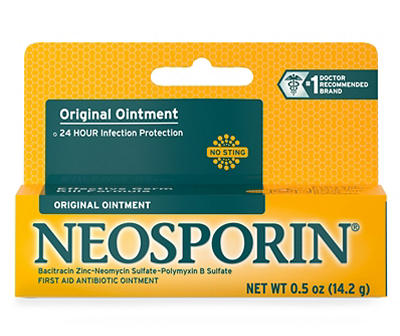 Neosporin Original First Aid Antibiotic Ointment with Bacitracin Zinc For Infection Protection, Wound Care Treatment & Scar Appearance Minimizer for Minor Cuts, Scrapes and Burns,.5 oz