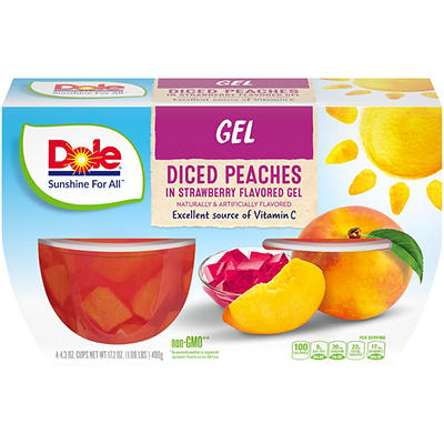 Dole Gel Diced Peaches 4 - 4.3 oz Cups