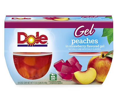 Dole® Gel Peaches in Strawberry Flavored Gel 4-4.3 oz. Cups