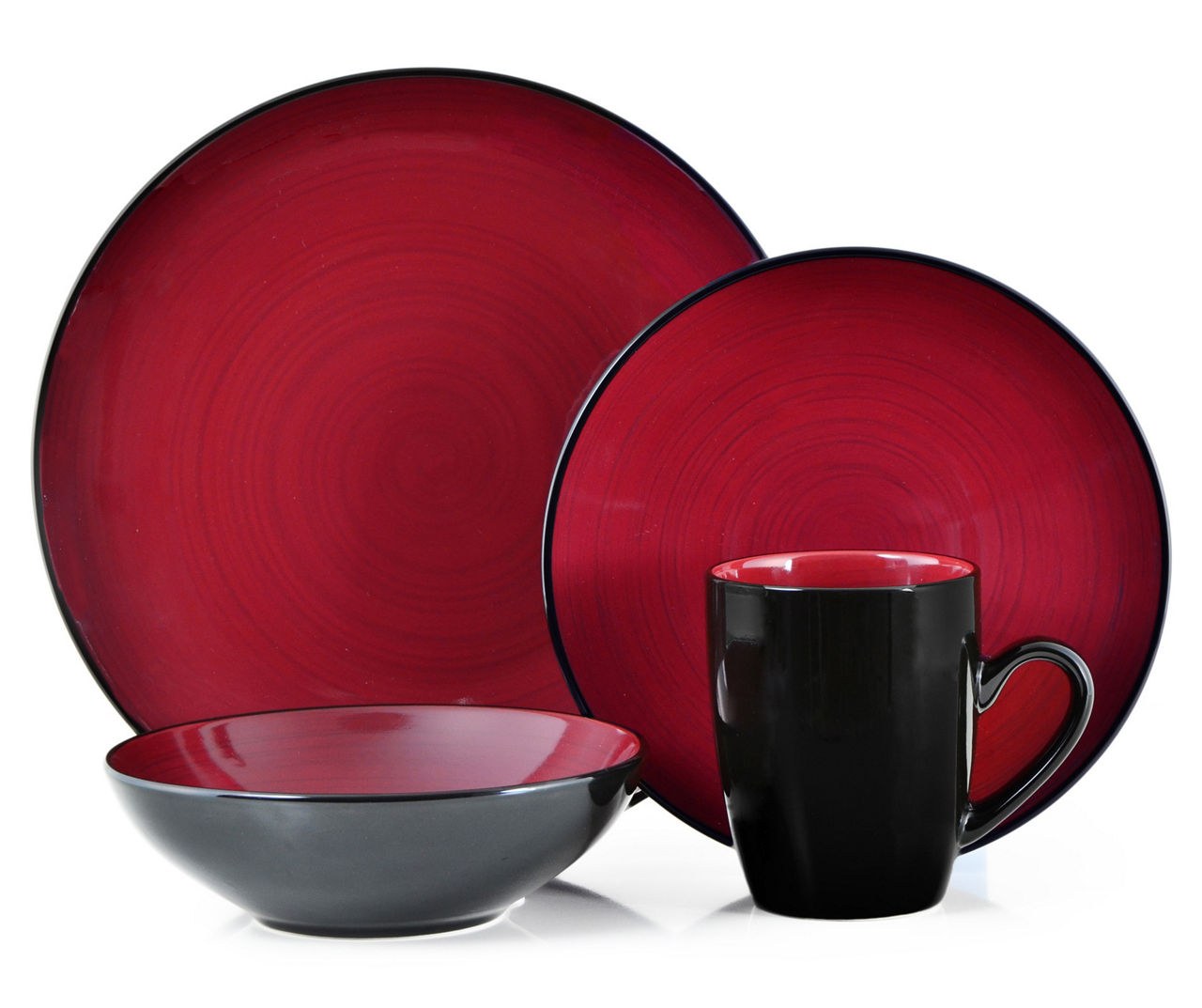 Domo Black Red 16 Piece Dinnerware Set Big Lots