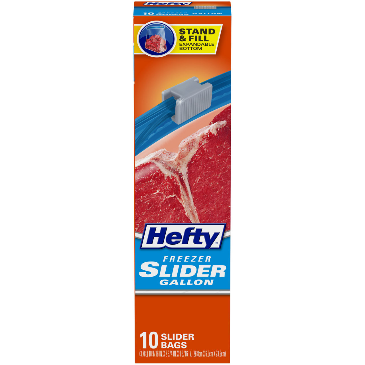 Hefty Stand & Fill 1-Gallon Slider Freezer Bags, 10-Count