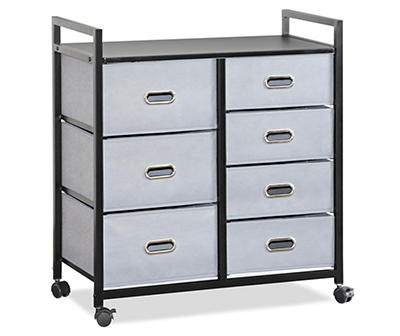 Gray 7-Drawer Bin Rolling Storage Cart