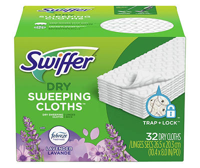 Swiffer Sweeper Dry Sweeping Pad, Multi Surface Refills for Dusters Floor Mop, with Febreze Lavender, 32 count