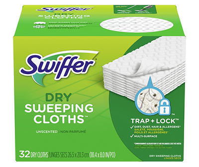Swiffer Sweeper Dry Sweeping Pad, Multi Surface Refills for Dusters Floor Mop, Unscented, 32 count
