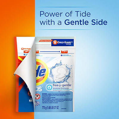 Tide PODS and Gentle, Liquid Laundry Detergent Soap Pacs, HE Compatible, 57 Count, Free and Clear of Dyes and Perfumes, Hypoallergenic for Sensitive Skin, Unscented