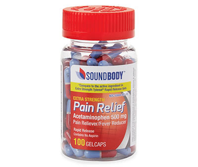 Extra Strength Pain Relief Rapid Release 500 Mg Gelcaps, 100-Count