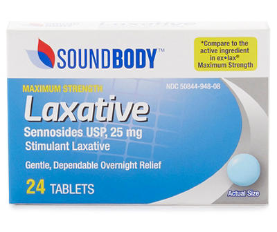 Maximum Strength  25mg Laxative Tablets,  24 Count