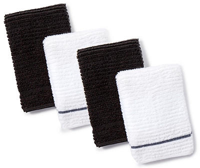 Great Gatherings Black & White Bar Mop Kitchen Towels, 4-Pack