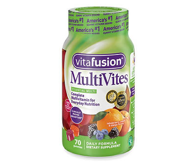 Vitafusion MultiVites Natural Berry, Peach & Orange Flavors Essential Multi Gummies 70 ct Bottle