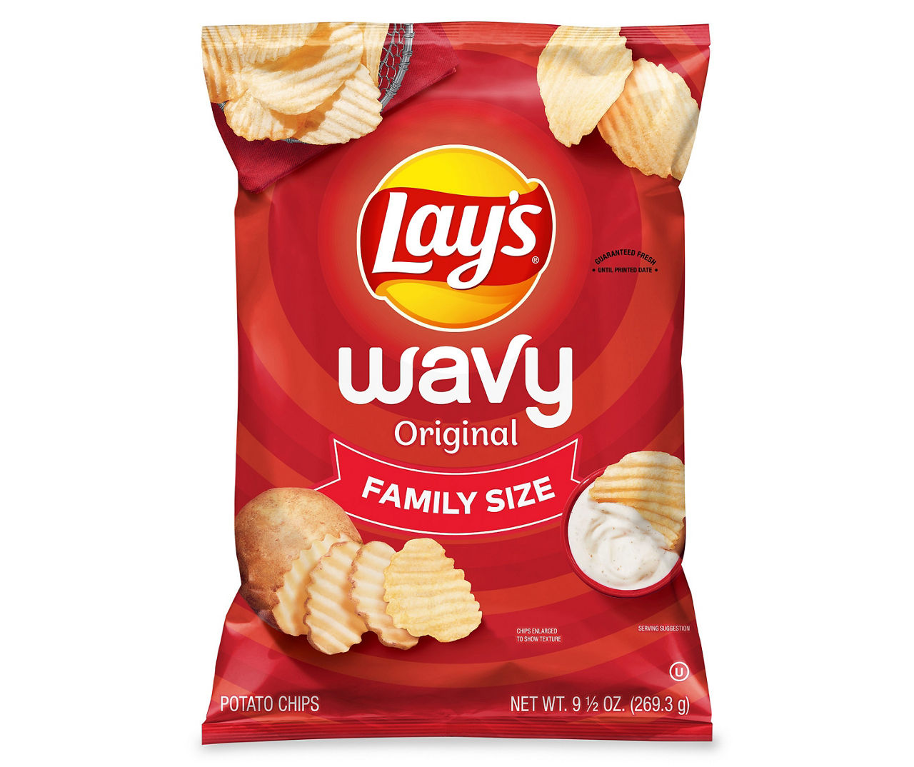 Lay's Lay's Wavy Original Potato Chips Family Size 9.5 Ounce Bag Big Lots