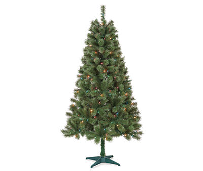 6' Sentiments Green Pre-Lit Artificial Christmas Tree with Multi-Color Lights