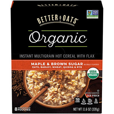 Better Oats� Organic Maple & Brown Sugar Instant Multigrain Hot Cereal with Flax 11.6 oz. Box