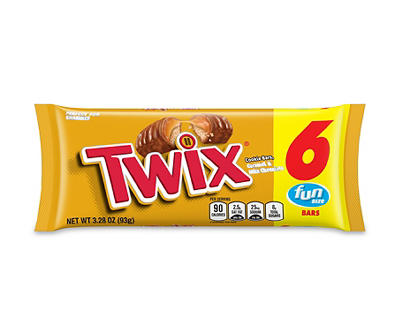 TWIX Caramel Fun Size Chocolate Cookie Bar Candy, 3.28 oz, 6 Pack