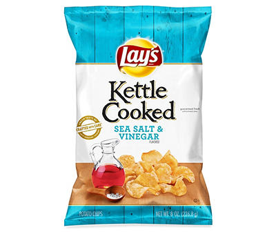 Lay's Kettle Cooked Potato Chips Sea Salt and Vinegar Flavored 8 Oz
