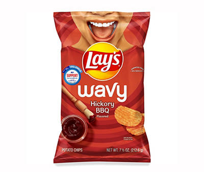 Lay's Wavy Potato Chips Hickory BBQ Flavored 7.5 Oz