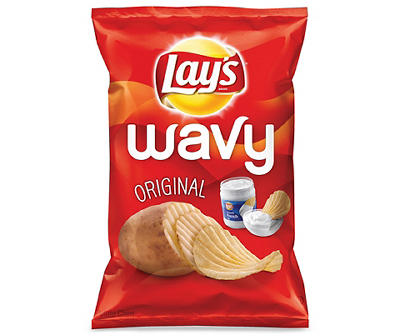 Lay's Wavy Potato Chips Original 8 Ounce Plastic Bag