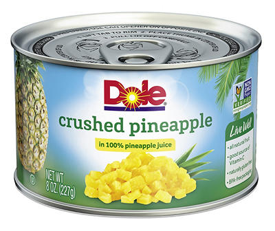 DOLE Crushed Pineapple in 100% Juice 8 oz. Can
