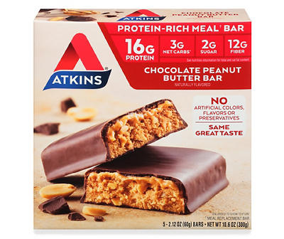 Atkins® Chocolate Peanut Protein-Rich Meal Bar 5- 2.12 oz. (60g) Box