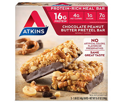 Atkins Chocolate Peanut Butter Pretzel Bars 5-1.69 oz. Bars