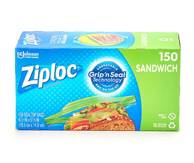 Ziploc Brand Sandwich Bags, Plastic Sandwich Bags, 150 Count