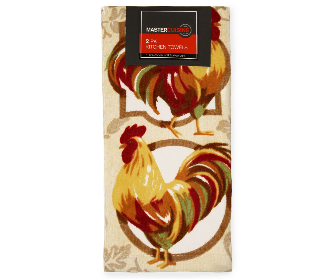 Set of 2 Same Printed Kitchen Towels (15x25) COLORFUL ROOSTER  PATCHWORK,AM,HD