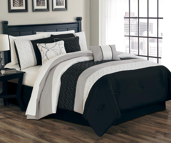 Aprima Brielle Black, Gray & White 7-Piece Comforter Sets
