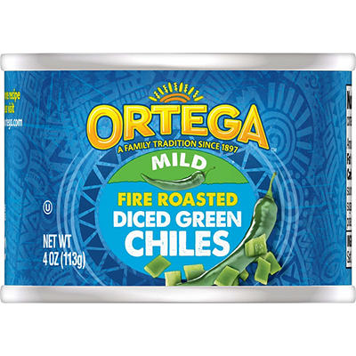 Ortega Diced Mild Fire Roasted Green Chiles 4 oz