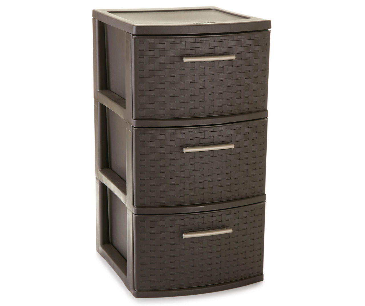 Sterilite 3-Drawer Wicker Weave Decorative Storage Tower, Espresso - 4 pack