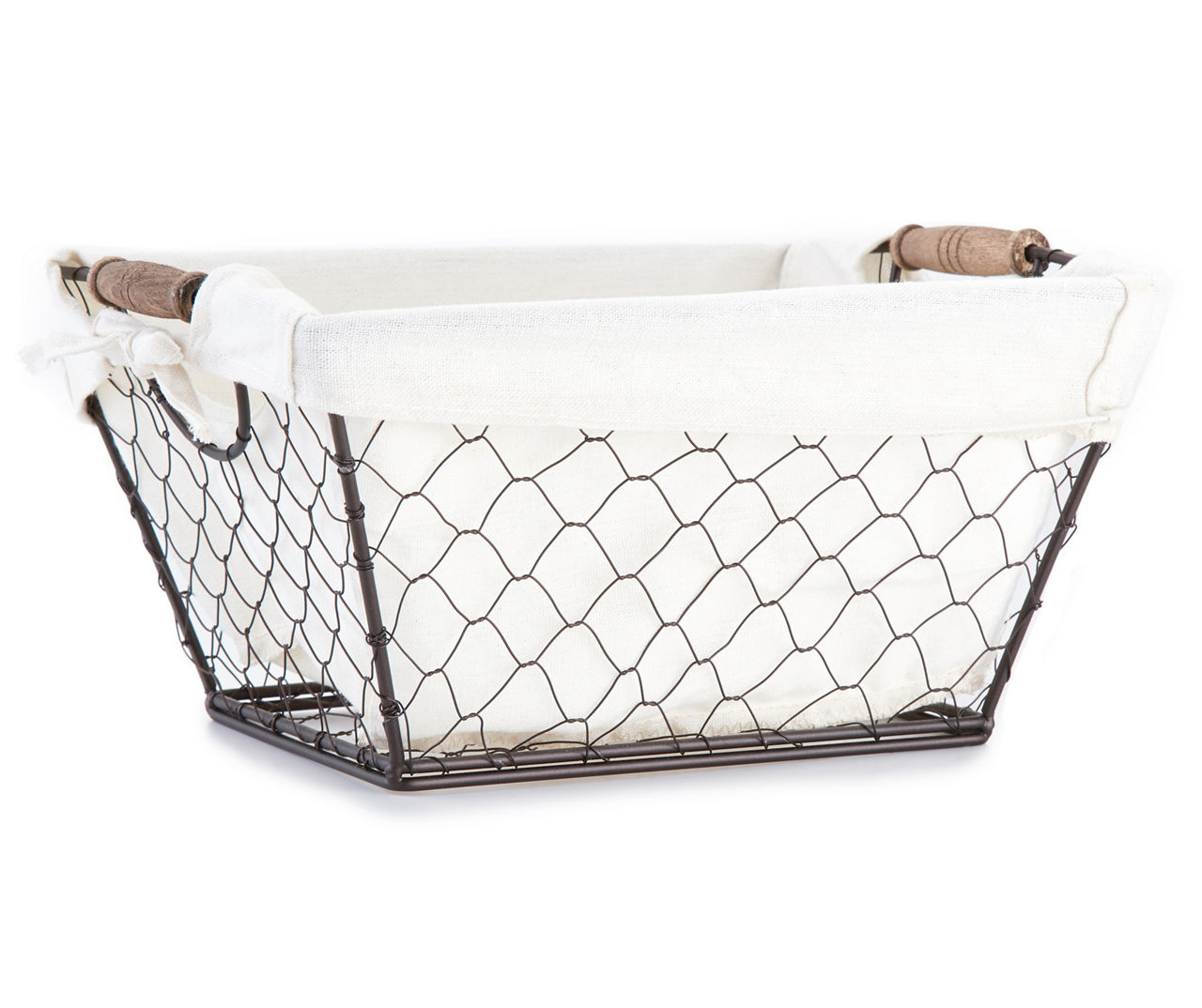 Home Essentials Small Chicken Wire Basket with Canvas & Wood Handles