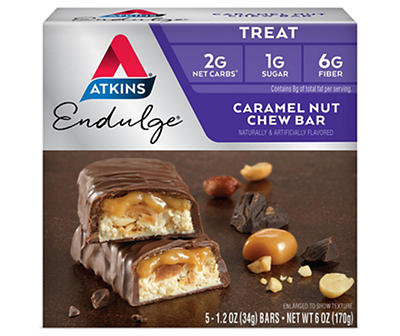 Atkins Endulge Caramel Nut Chew Treat Bars 6 oz. Box