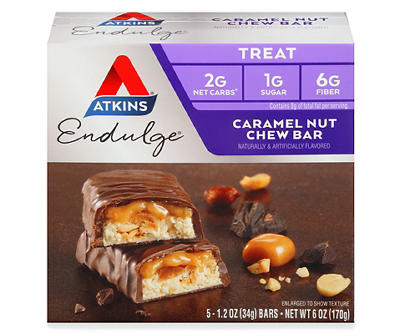 Atkins Endulge Caramel Nut Chew Treat Bars 6 oz. Box