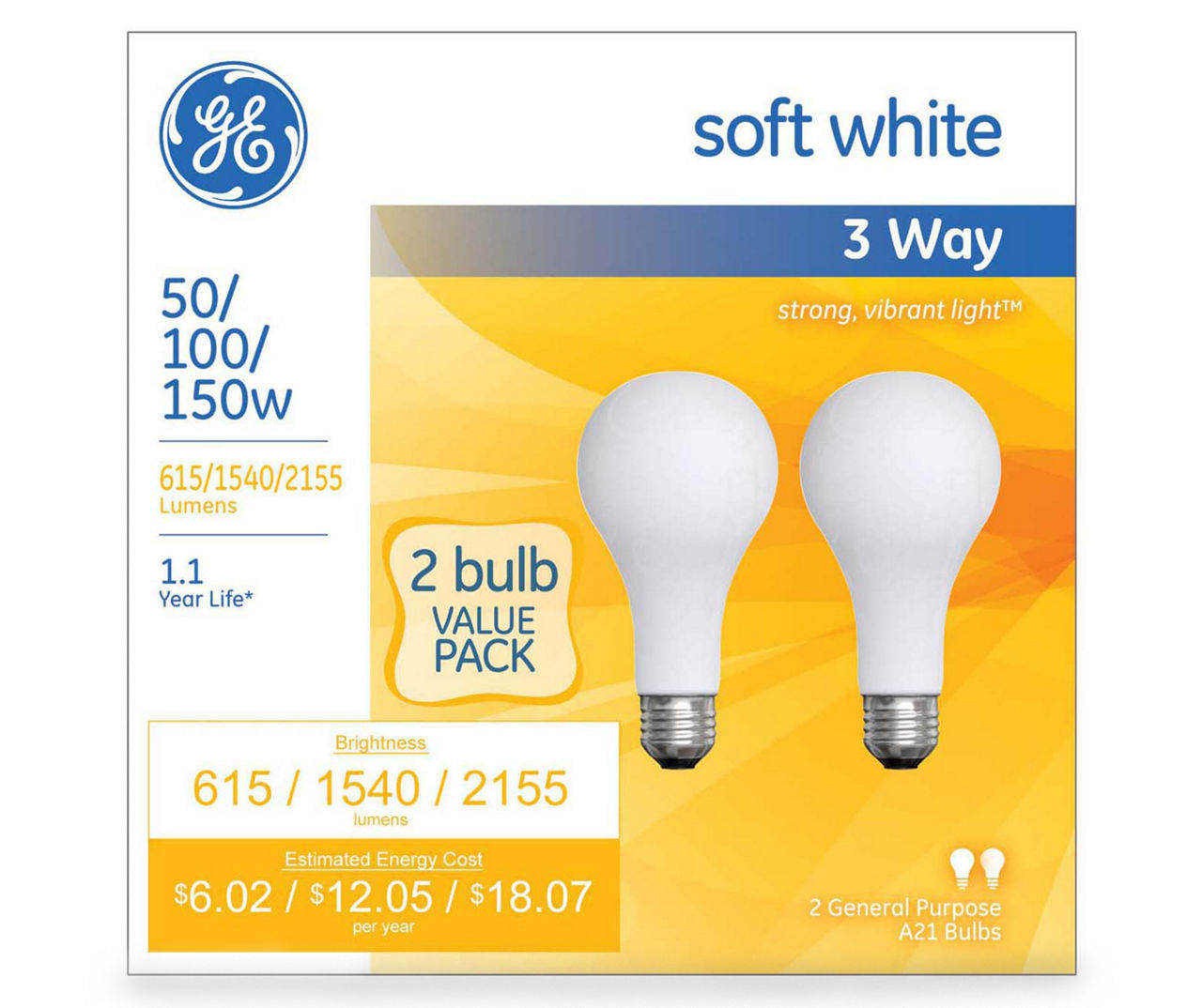 GE Soft White Light Bulbs, 15 W - 2 pack