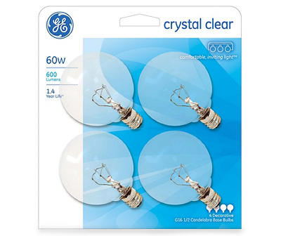 60-Watt Crystal Clear G16.5 Vanity Globe Bulbs, 4-Pack
