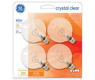 40-Watt Clear G16.5 Vanity Globe Bulbs, 4-Pack