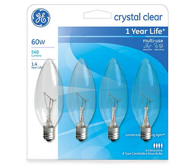60-Watt Clear Blunt Tip Decorative Bulb, 4-Pack