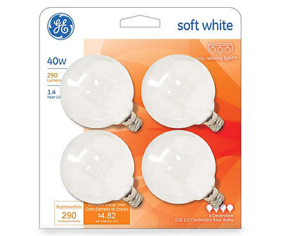 40-Watt Soft White G16.5 Vanity Globe Bulbs, 4-Pack