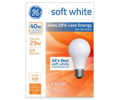 29-Watt Soft White Energy-Efficient Light Bulbs, 4-Pack