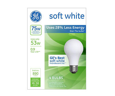 53-Watt Soft White Energy-Efficient Light Bulbs, 4-Pack