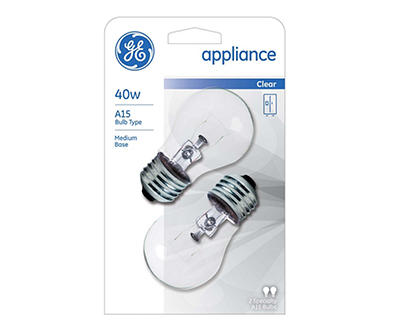 40-Watt Clear A15 Appliance Bulbs, 2-Pack