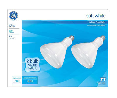 65-Watt Soft White BR40 Indoor Floodlight, 2-Pack
