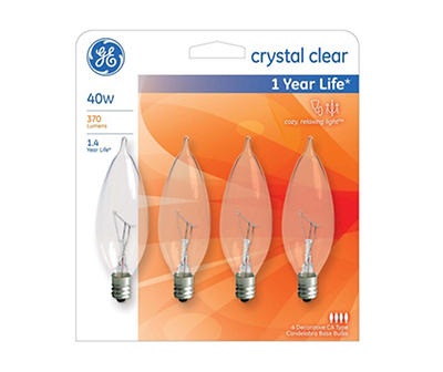 40-Watt Bent Tip Candelabra Decorative Light Bulbs, 4-Pack