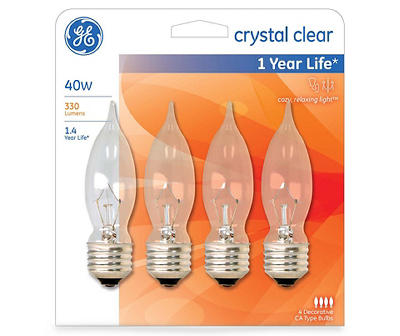 40-Watt Bent Tip Medium Decorative Light Bulbs, 4-Pack
