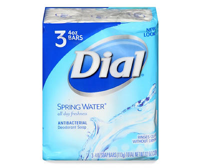 Dial Spring Water Antibacterial Deodorant Soap 3-4 oz. Bars