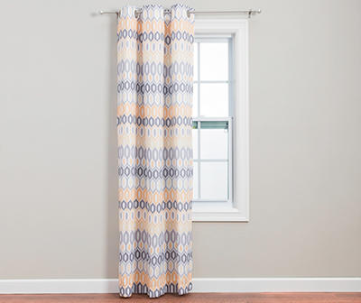 Vesper Peach & Blue Geometric Grommet Curtain Panel, (84")