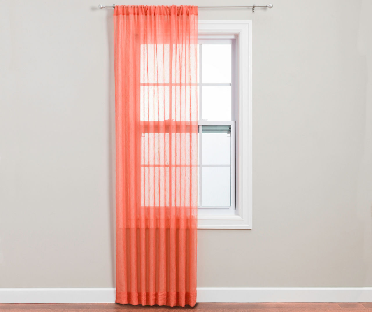 Coral Crushed Voile Sheer Curtain Panel, (84")