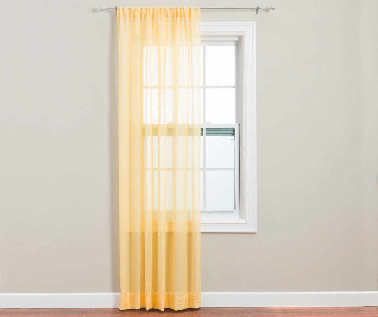 Yellow Crushed Voile Sheer Curtain Panel, (84")