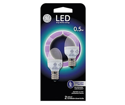 0.5-Watt Clear C7 LED Night Light Bulb, 2-Pack