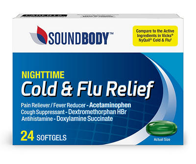 Nighttime Cold & Flu Relief Softgels, 24-Count